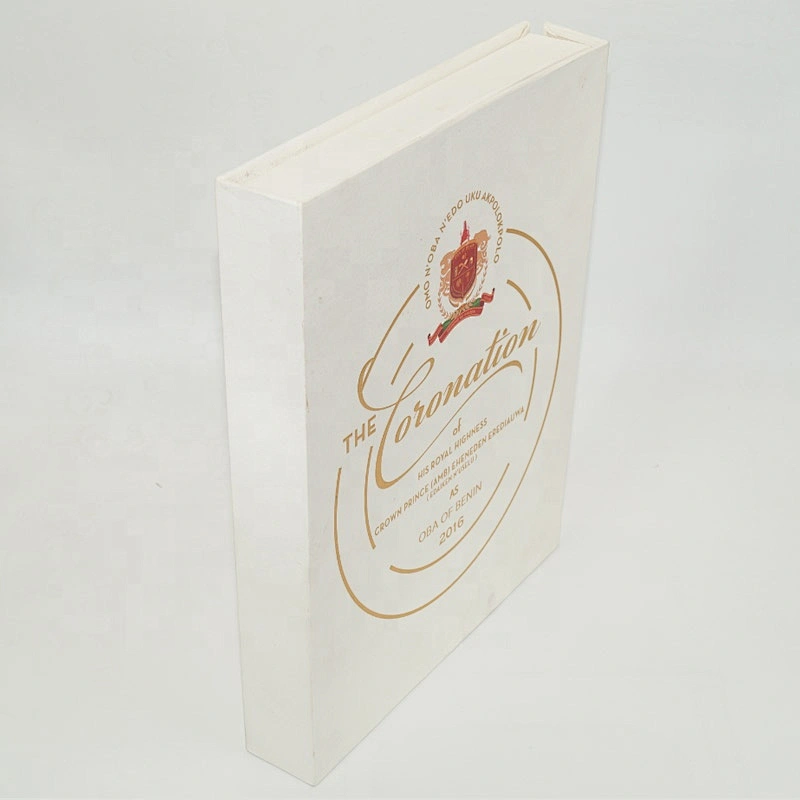 Custom Elegant White Book Shape Rigid Cardboard Magnetic Gift luxury wedding invitation box With logo Gold Foil Hot Stamping