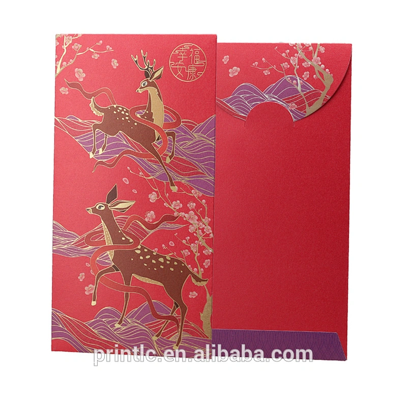 New Year's Red envelope with gold leaf design packaging hongbao gift money envelope custom design