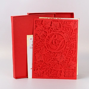 Hight-End Custom Luxury Gold Foil Stamping Wedding Invitation Box Laser Cut Invitation Card Set