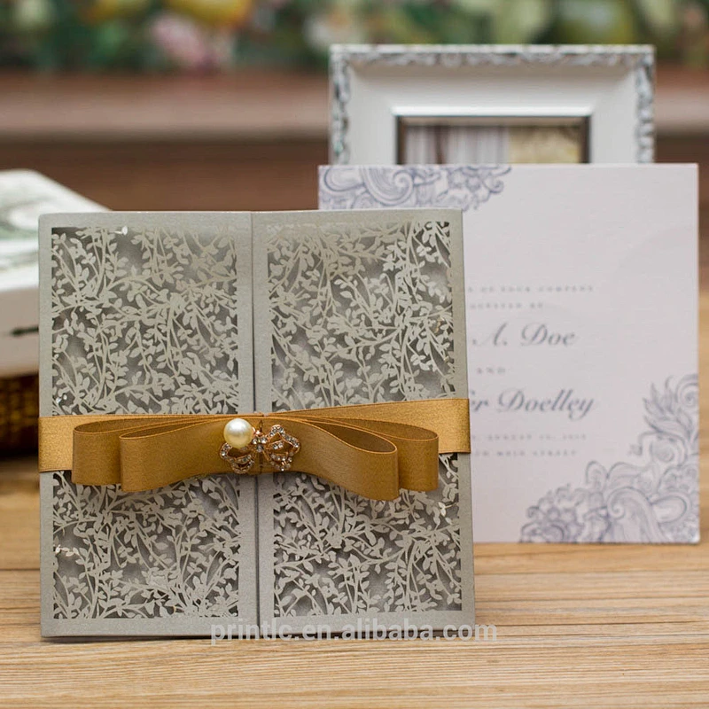 customized Europe nice bowknot wedding greeting card