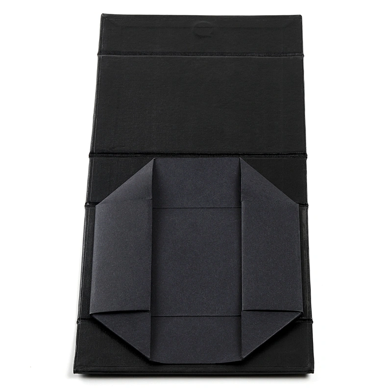 Honourable Black Flat Folding Packing Rigid Cardboard Book Shape Magnetic Closure Gift Box With Debossed Butterfly Logo