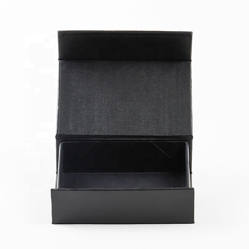 Honourable Black Flat Folding Packing Rigid Cardboard Book Shape Magnetic Closure Gift Box With Debossed Butterfly Logo