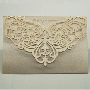 China Supply Wholesale Simple Laser Cut White Blank Wedding Invitations Greeting Card