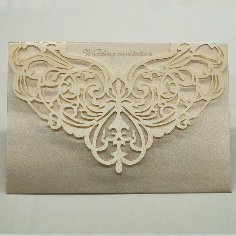 China Supply Wholesale Simple Laser Cut White Blank Wedding Invitations Greeting Card