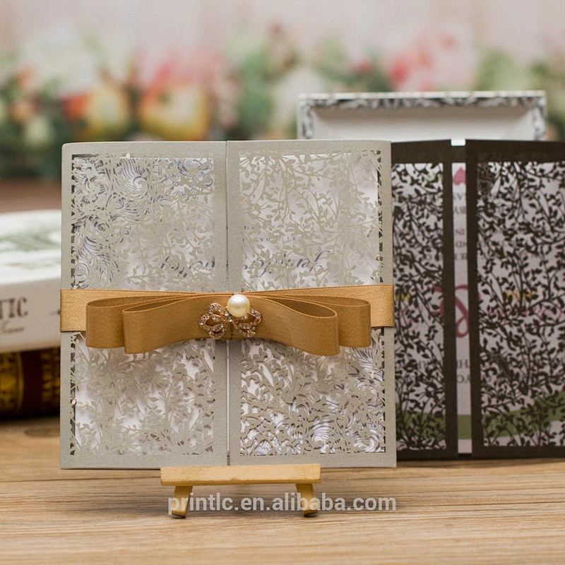 customized Europe nice bowknot wedding greeting card