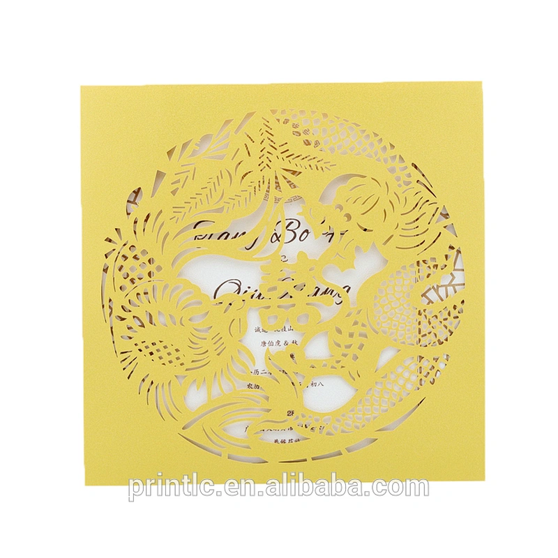 Chinese retro custom printed laser cut wedding invitations