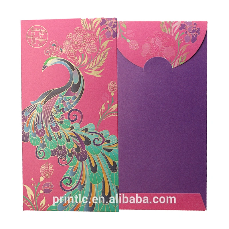 New Year's Red envelope with gold leaf design packaging hongbao gift money envelope custom design