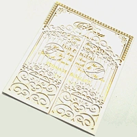 High-End Custom Elegant Laser Cut Hollow Out Ivory Greeting Card With Gold Foil Hot Stamping Wedding Invitation Card