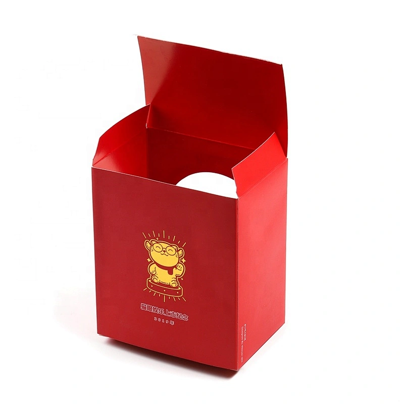 Custom One Piece Flat Folding  Red Paper Box With Clear Window For Gift Packing