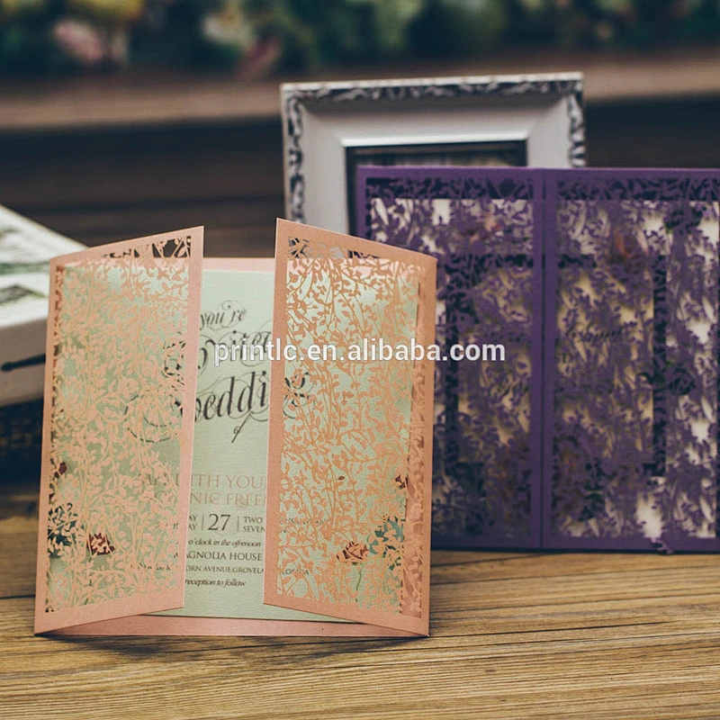 2017 Luxury Bride Dress Handmade Laser Cut Wedding Invitation Cards