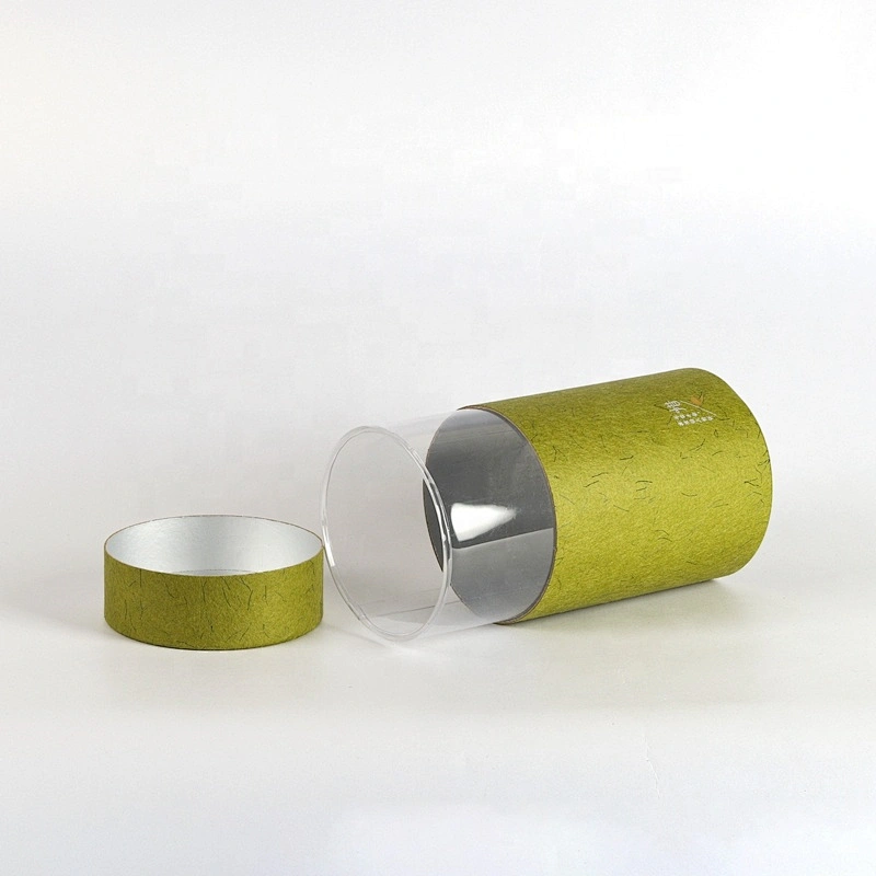 Custom cardboard Tube For Tea Canister Packaging Box Cylinder Paper Box With Round PVC Window