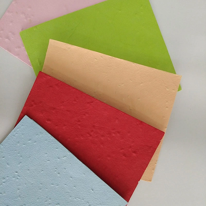 Custom Handmade ECO-Friendly Plantable Seed Paper Red Pocket Envelope Containing Seeds For Wedding Or China Festival