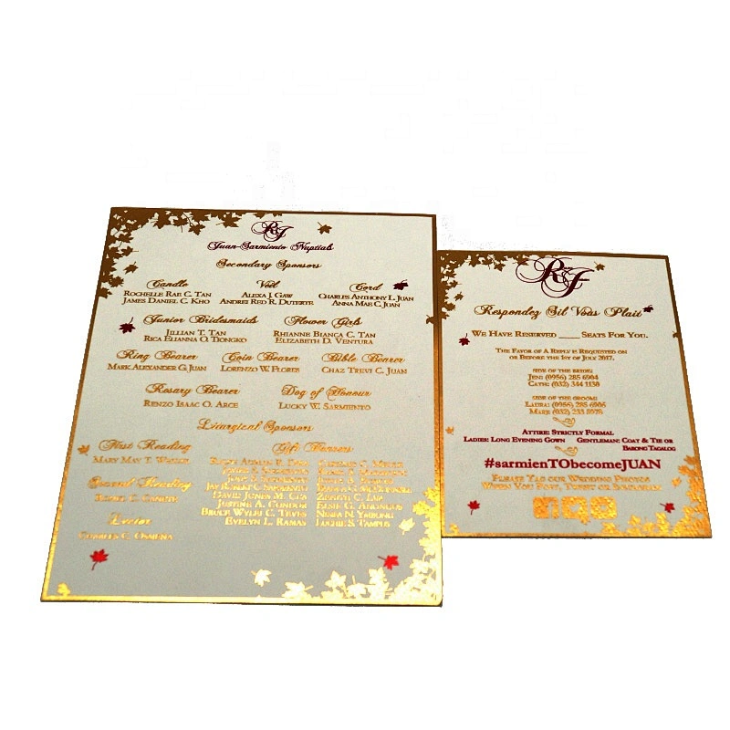 Luxury Red Love Tree Laser Cut Greeting Card Opening Gold Foil Hot Stamping Wedding Invitations