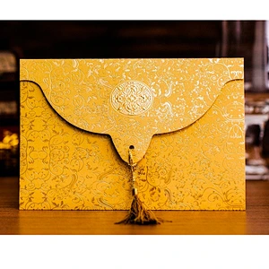 Unique silver wedding invitations laser cut pocket wedding invitation card