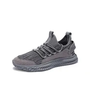 Wholesale factory fashion men lace up sport sneakers shoes fly knit running shoes