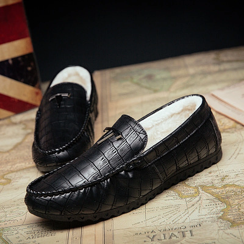 Men's cotton-padded shoes casual loafers leather shoes