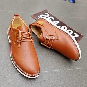Men's casual shoes flat breathable shoes leather shoes