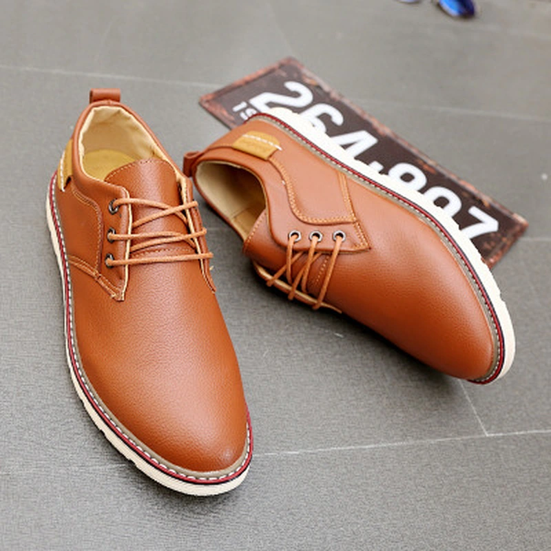 Men's casual shoes flat breathable shoes leather shoes