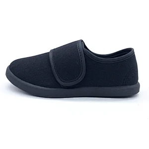 New Style black Children Injection Casual Flat students Canvas Shoes with Magic Tape