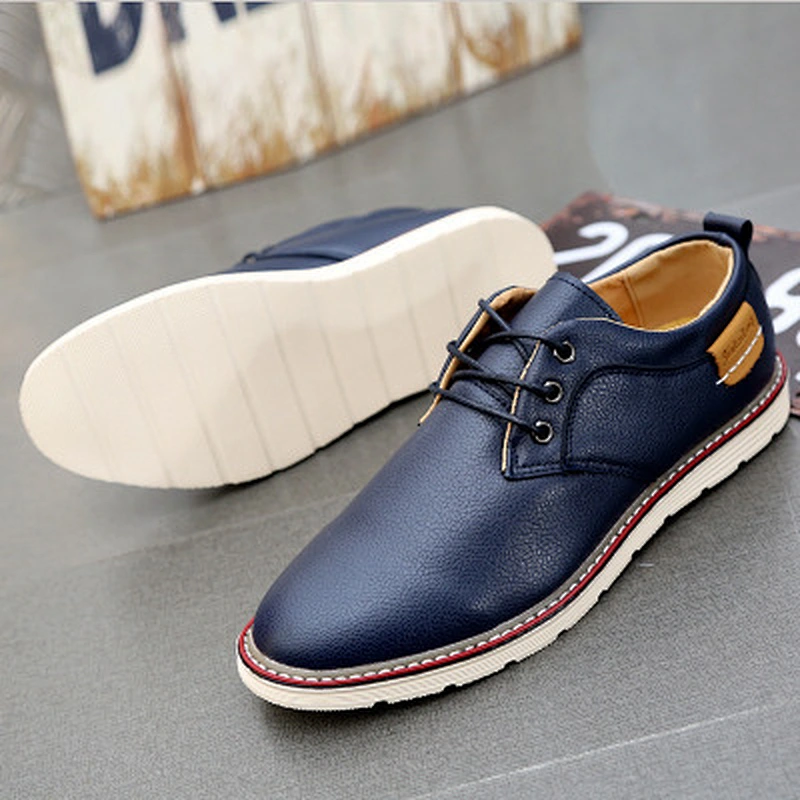 Men's casual shoes flat breathable shoes leather shoes