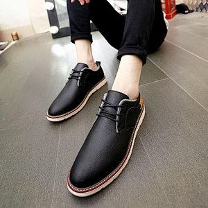 Men's casual shoes flat breathable shoes leather shoes