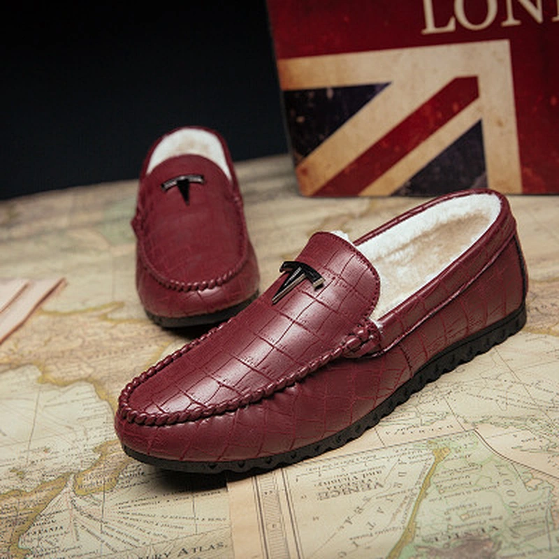 Men's cotton-padded shoes casual loafers leather shoes