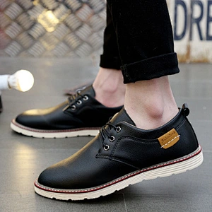 Men's casual shoes flat breathable shoes leather shoes