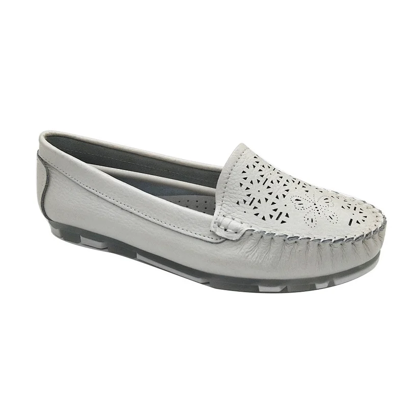 Fashionable custom women slip on  casual loafers leather shoes