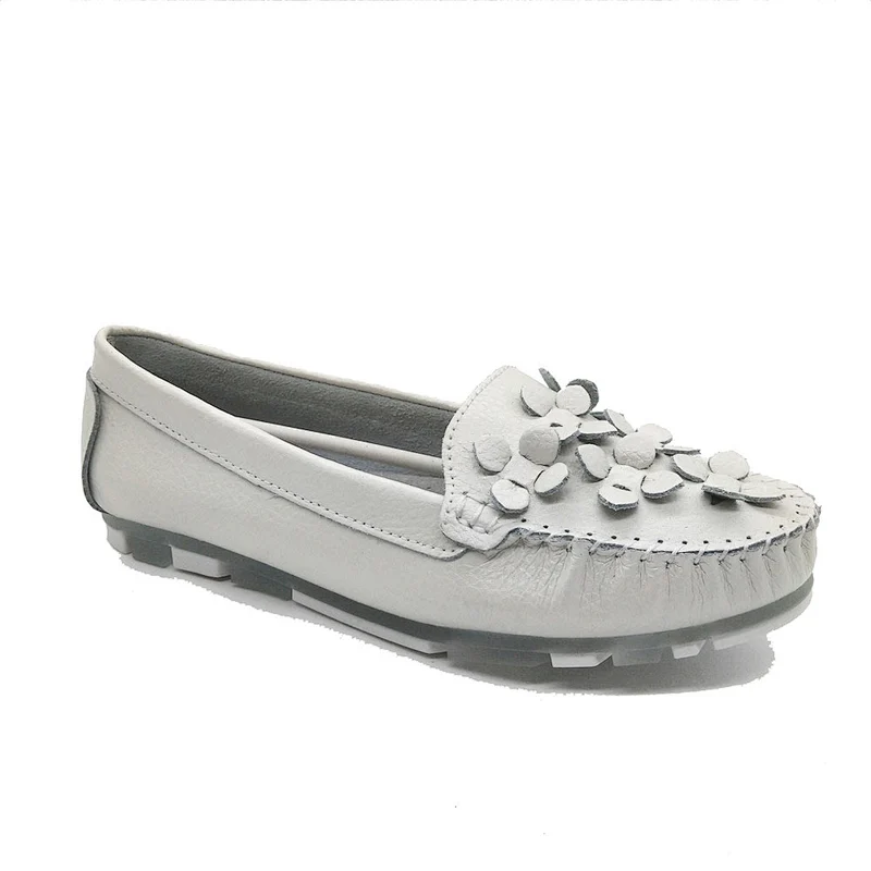 Newest style women loafer casual leather shoes with customized