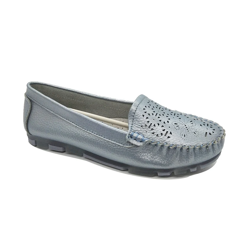 Fashionable custom women slip on  casual loafers leather shoes