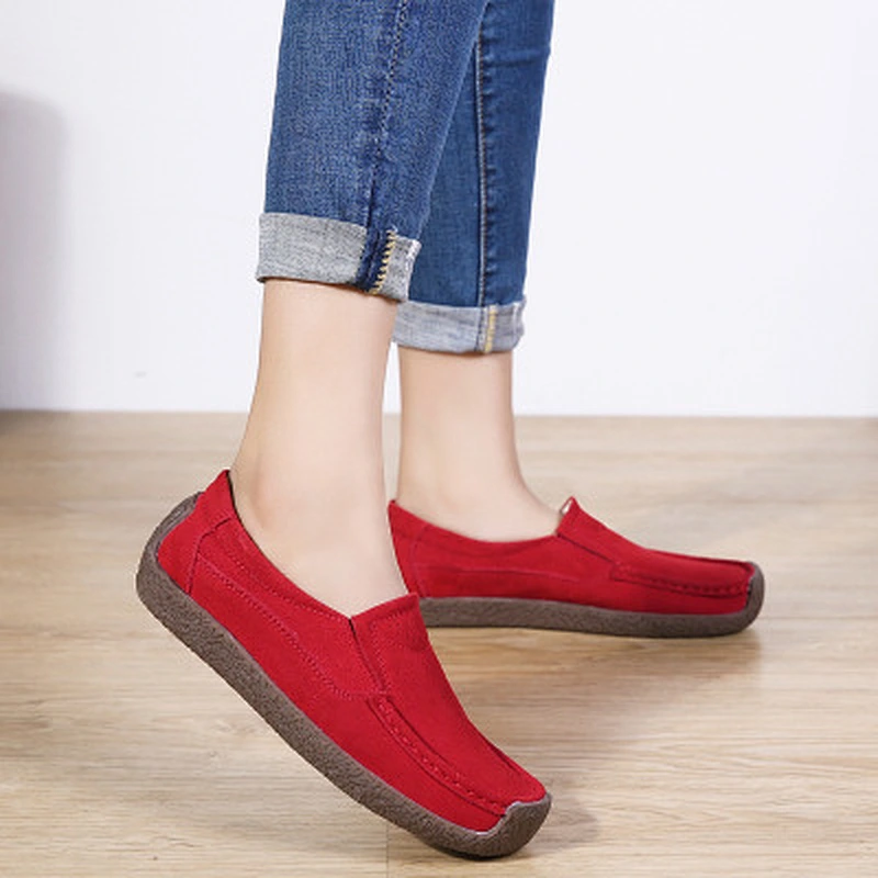 Spring and autumn women's shoes leather leisure bean shoes