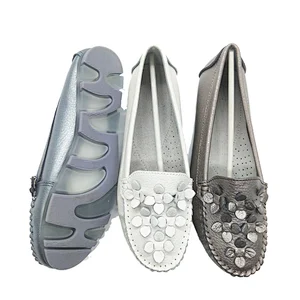 Newest style women loafer casual leather shoes with customized