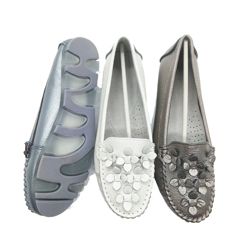 Newest style women loafer casual leather shoes with customized