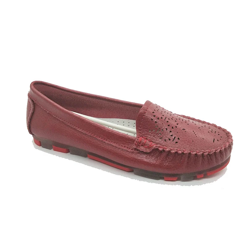 Fashionable custom women slip on  casual loafers leather shoes