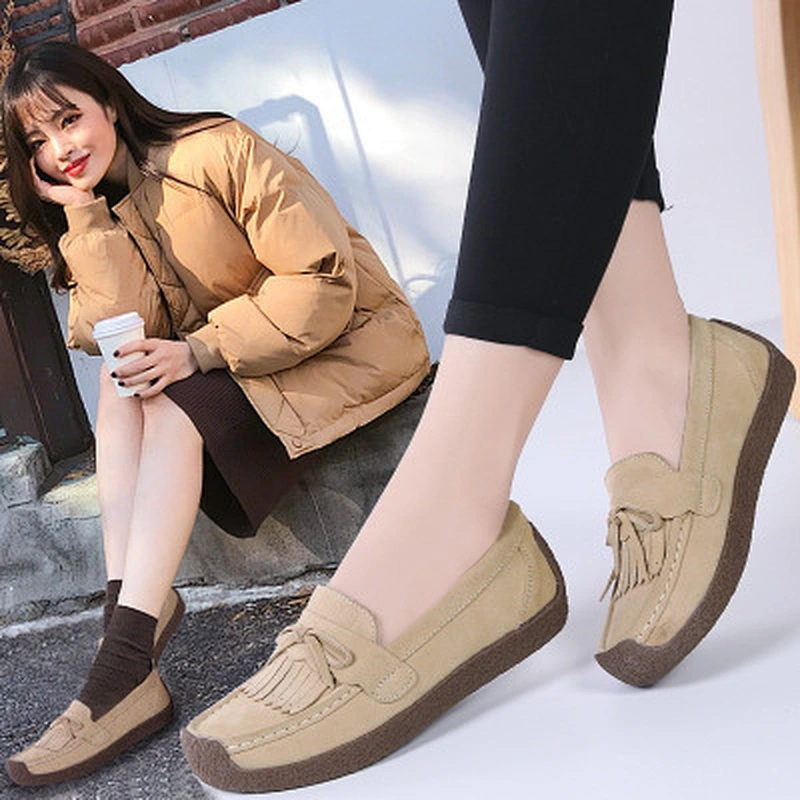 Spring and autumn women's shoes genuine leather flat snail shoes