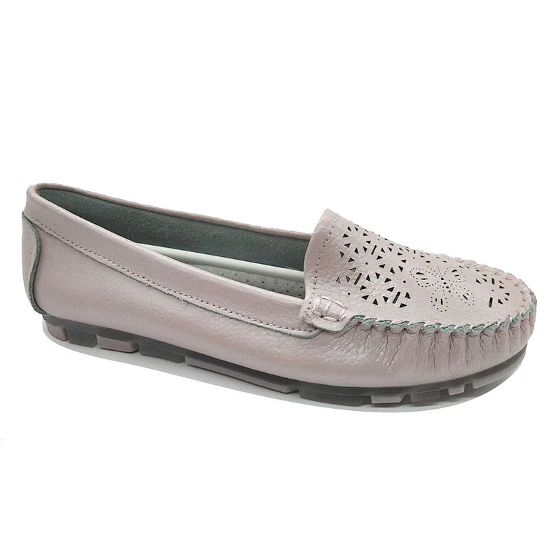 Fashionable custom women slip on  casual loafers leather shoes