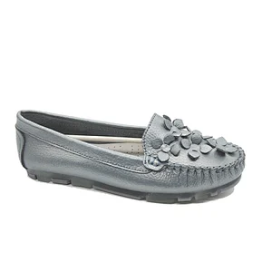 Newest style women loafer casual leather shoes with customized