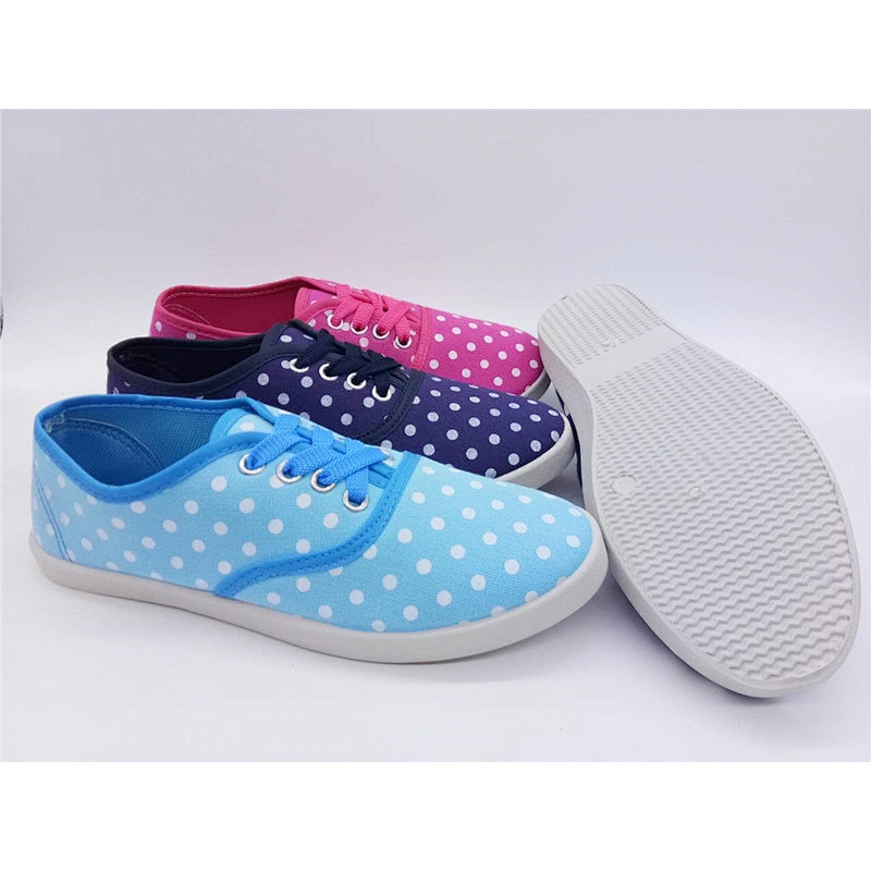 New Style Customized Women Injection lace-up Flat Casual Canvas Shoes
