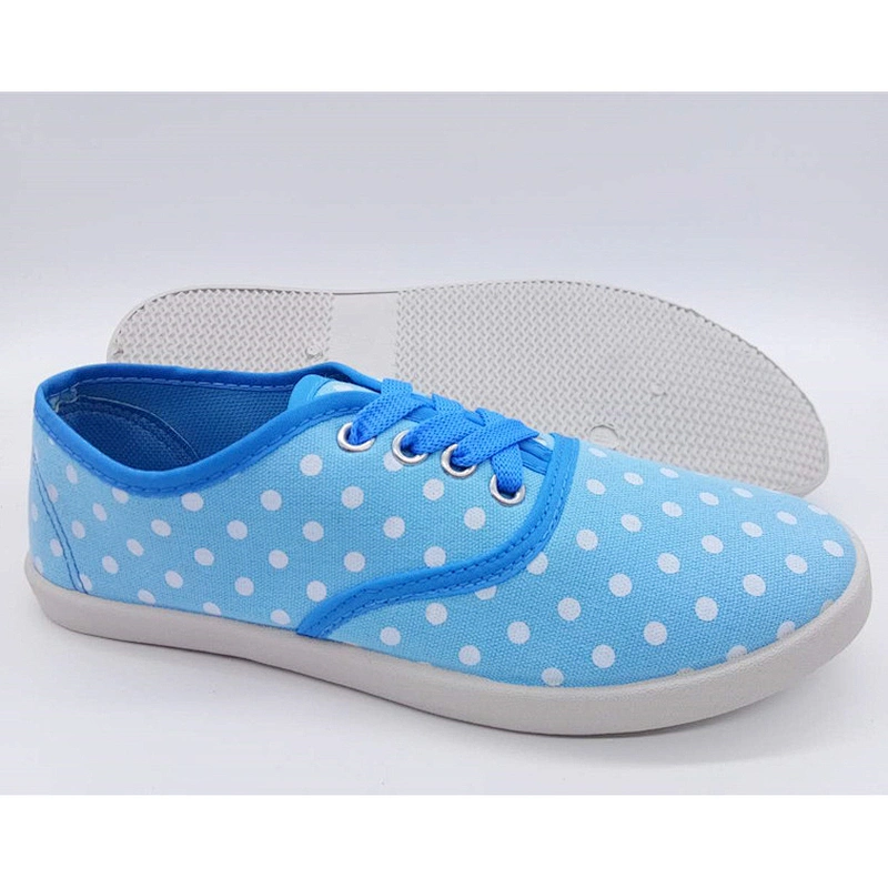New Style Customized Women Injection lace-up Flat Casual Canvas Shoes