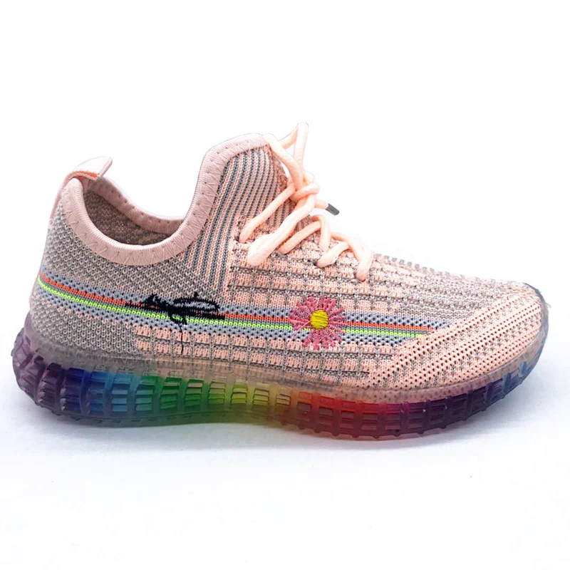 Breathable Fly Knitted Style children Footwear Injection Sports Running Sneaker Shoes