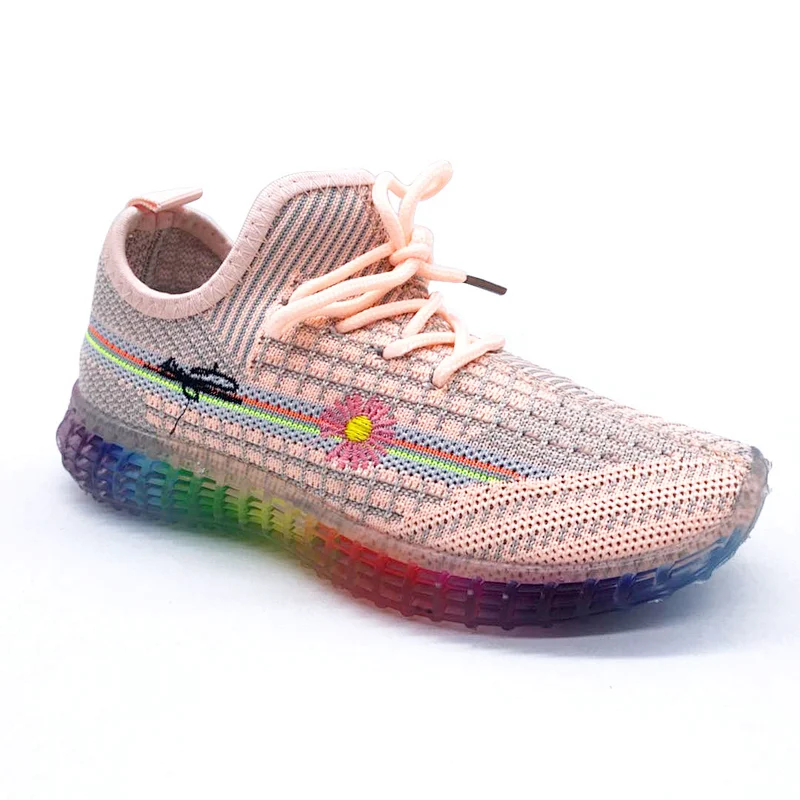 Breathable Fly Knitted Style children Footwear Injection Sports Running Sneaker Shoes