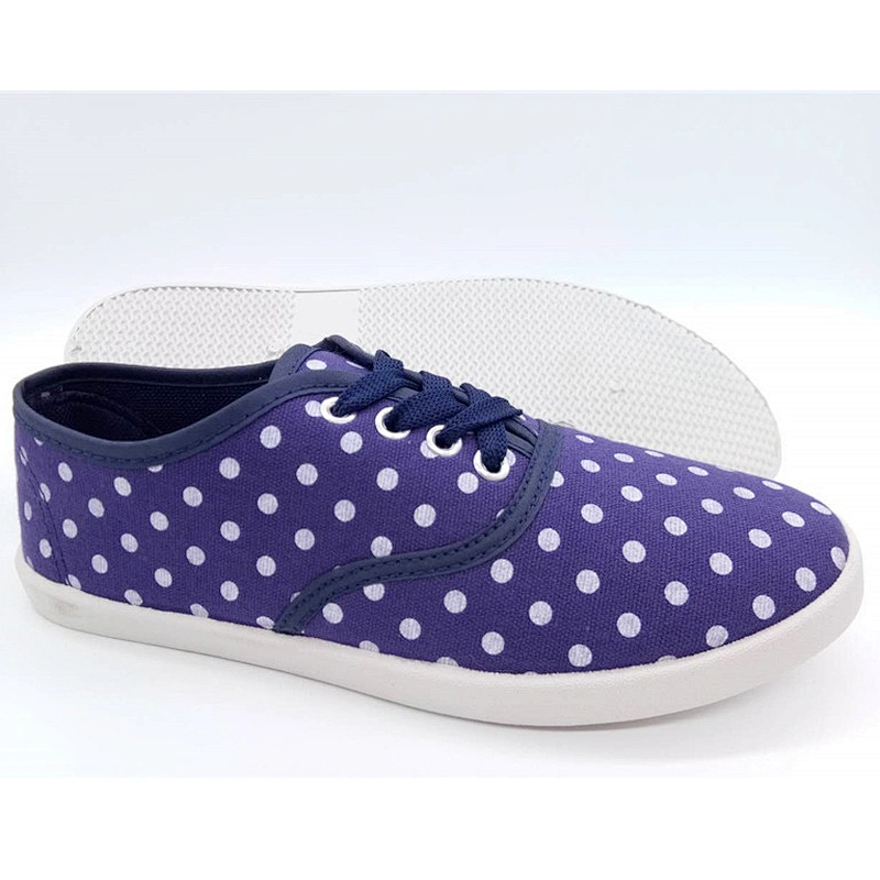 New Style Customized Women Injection lace-up Flat Casual Canvas Shoes