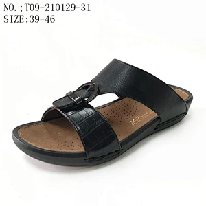 Fashion style Flat Custom sandals Footwear Casual leather Slippers for men