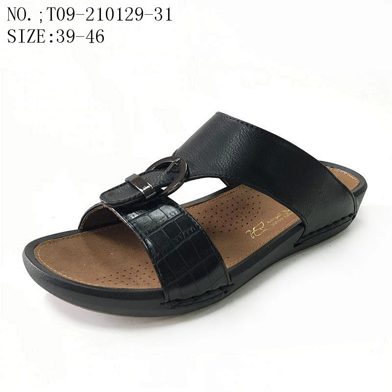 Fashion style Flat Custom sandals Footwear Casual leather Slippers for men