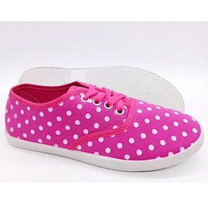 New Style Customized Women Injection lace-up Flat Casual Canvas Shoes