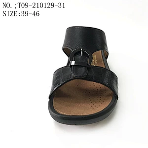 Fashion style Flat Custom sandals Footwear Casual leather Slippers for men