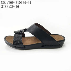 Fashion style Flat Custom sandals Footwear Casual leather Slippers for men