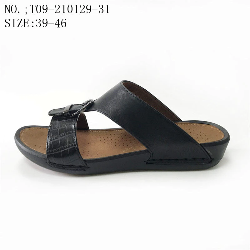 Fashion style Flat Custom sandals Footwear Casual leather Slippers for men