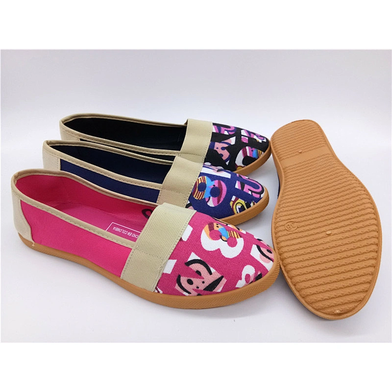 Colorful Style Fashion Injection Women Casual Slip on Canvas Flat Shoes
