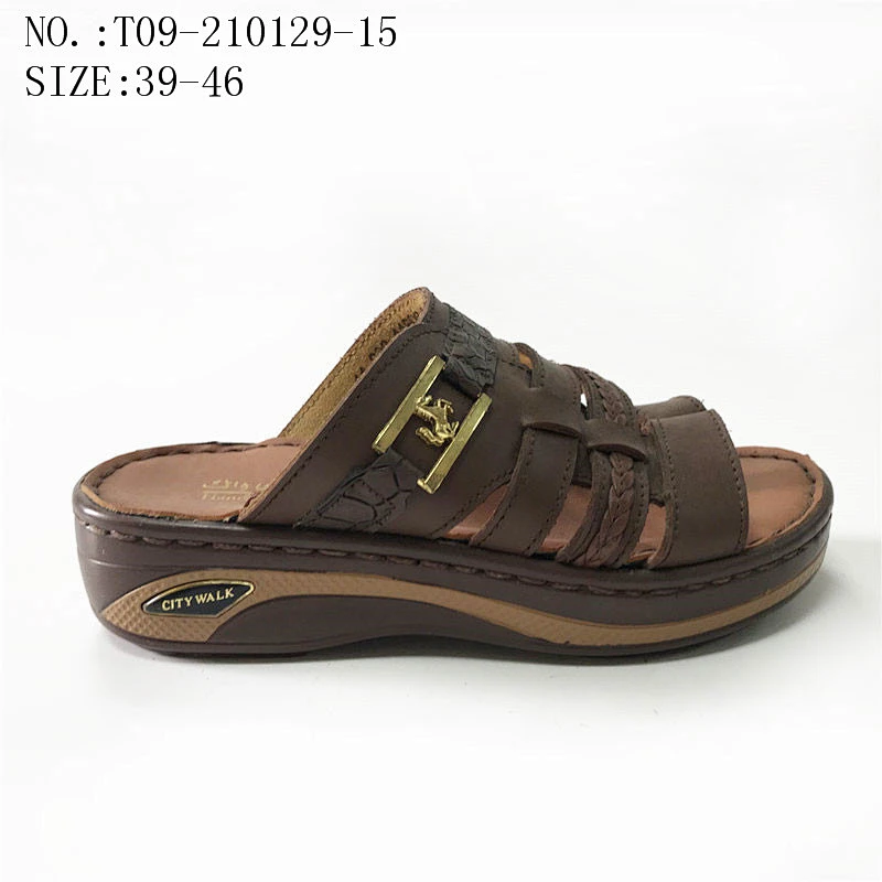 New design lightweight sliders men sandals slipper leather slippers for summer